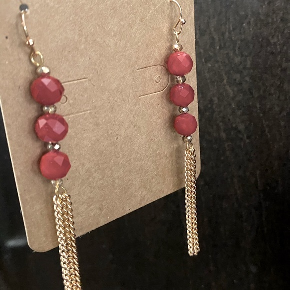 B: Ruby Red Dangler Earrings - Picture 2 of 4